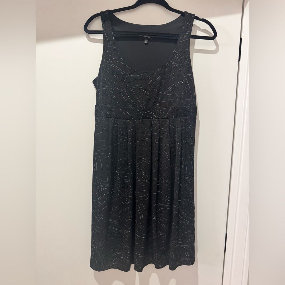 Black cocktail dress with gold pattern
